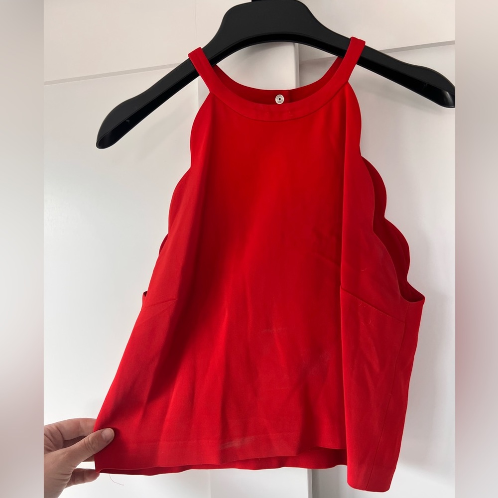 A.L.C. red scalloped crop top, size 4.
